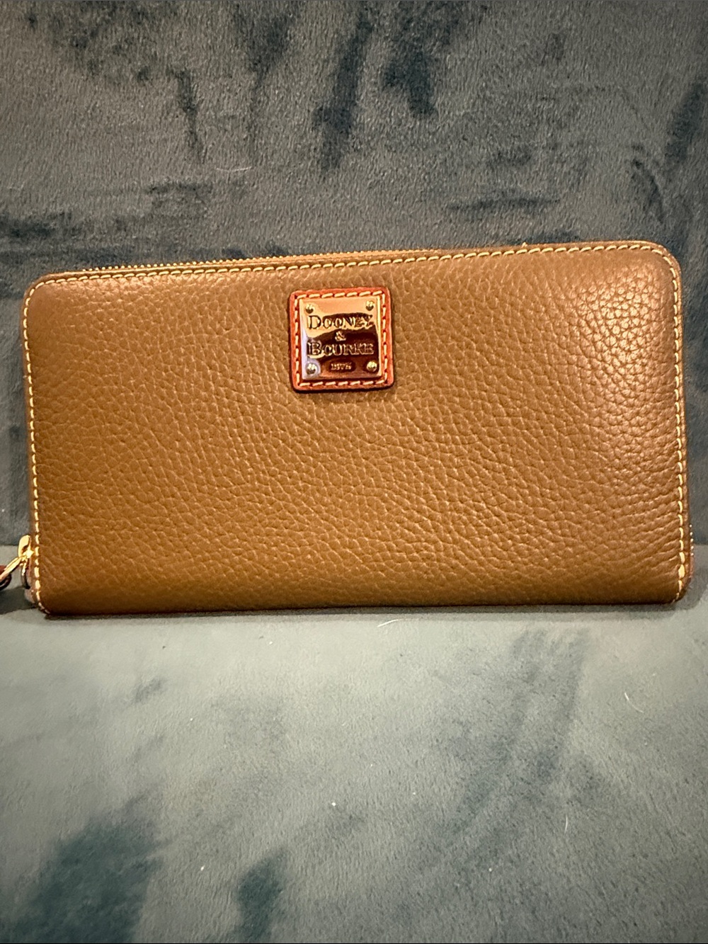 Dooney & Bourke Caramel Pebbled Leather Zip Wallet
